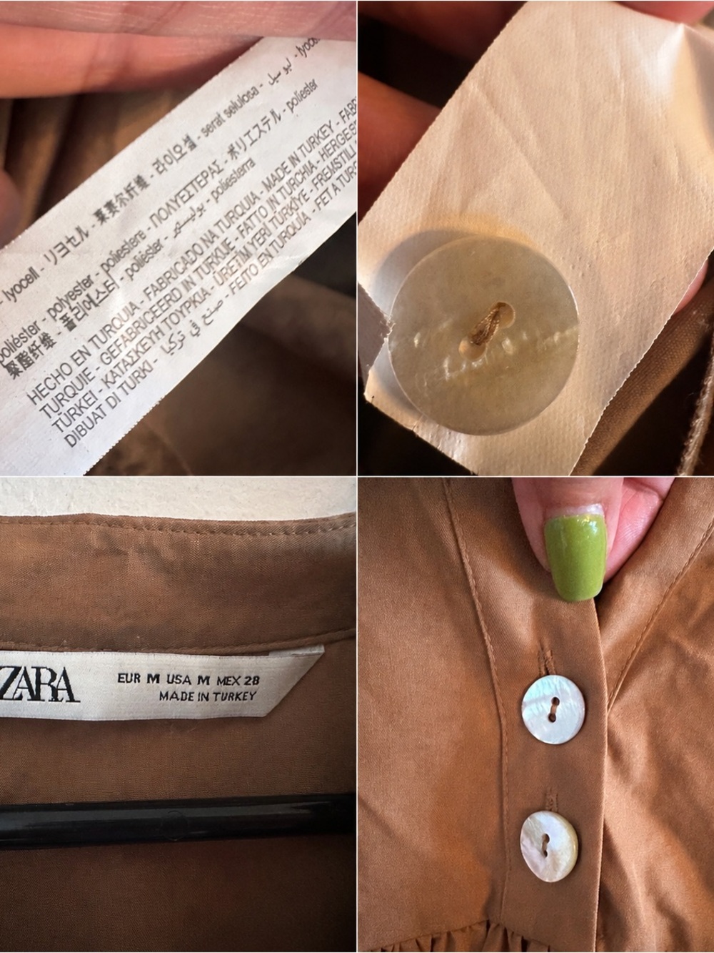 ZARA | Brown Babydoll Mini Dress | Boho Cottagecore Western | Medium - Picture 4 of 4
